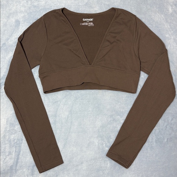 Garage Chocolate Long Sleeve Crop Top - Picture 1 of 6